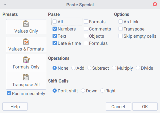 openpyxl: Output: Paste Special