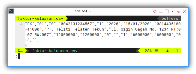 CSV: Faktur Keluaran: FK