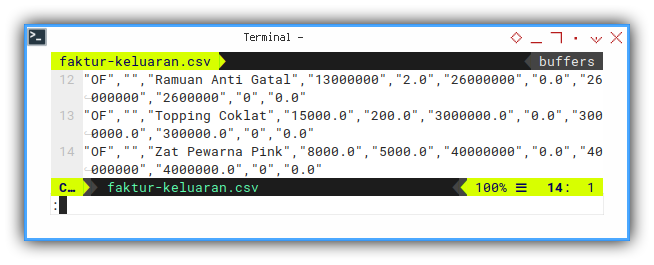 CSV: Faktur Keluaran: OF