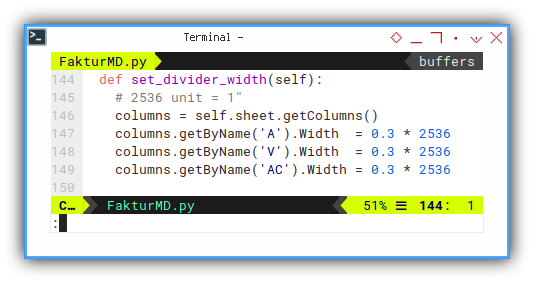 Python Macro: Divider Width