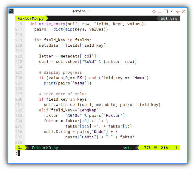 Python Macro: Writing Each Line of Entry