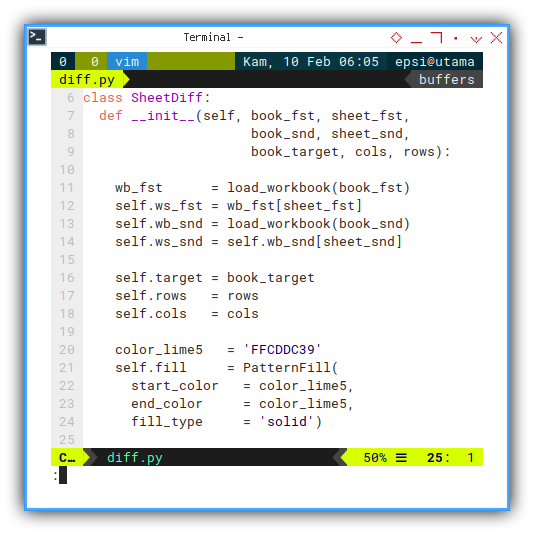 openpyxl: ViM: Constructor