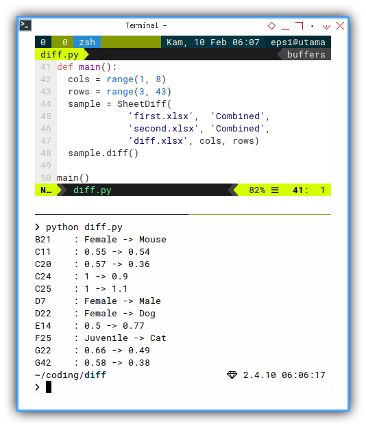 openpyxl: ViM: Program Entry Point