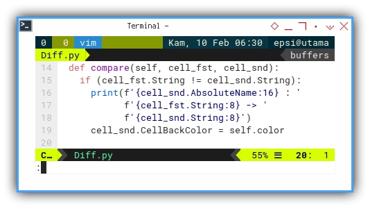 Python Macro: ViM: Compare Method