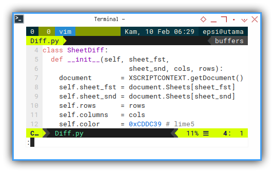 Python Macro: ViM: Constructor