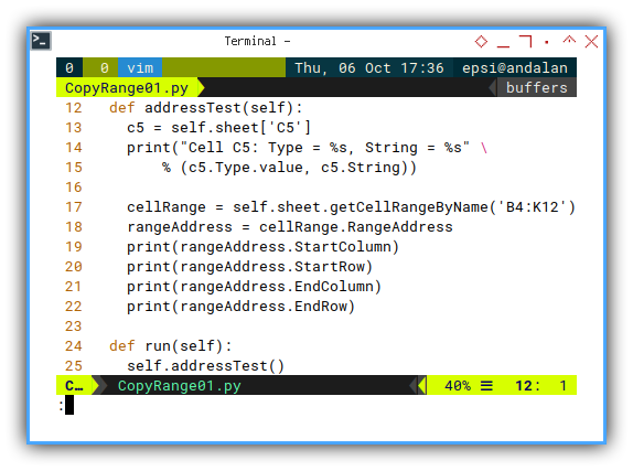 Python Macro: Vim: Debugging in Terminal