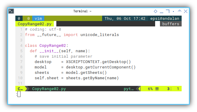 Python Macro: Vim: Class Initialization