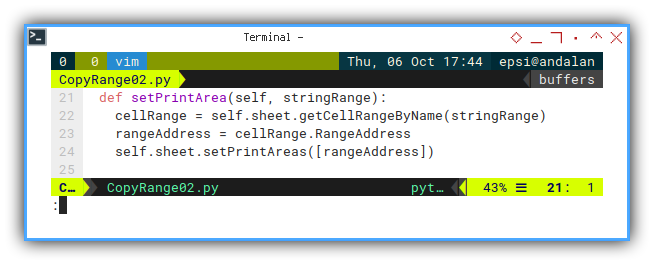 Python Macro: Vim: Setting Print Area