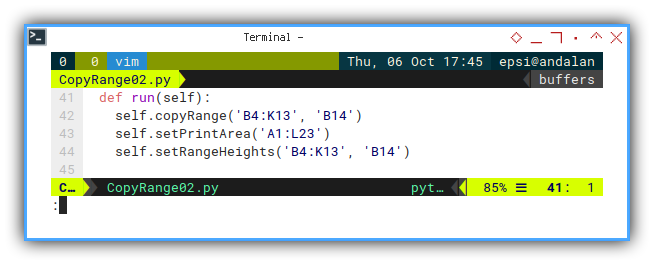 Python Macro: Vim: Run: Execute