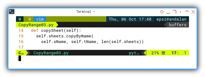 Python Macro: Vim: Copy Sheet