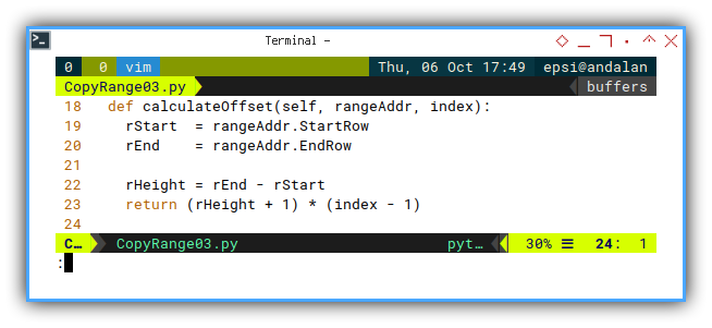 Python Macro: Vim: Calculate Offset