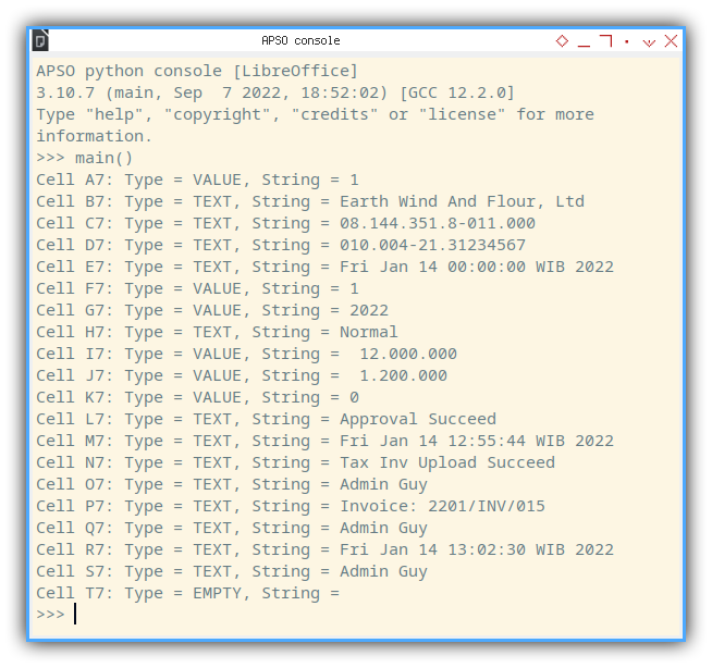 Python Macro: APSO Console