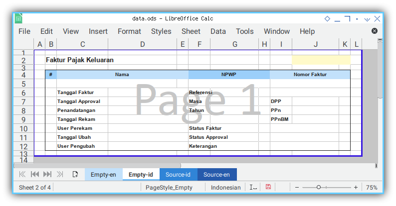 Worksheet: Empty Template: Indonesia