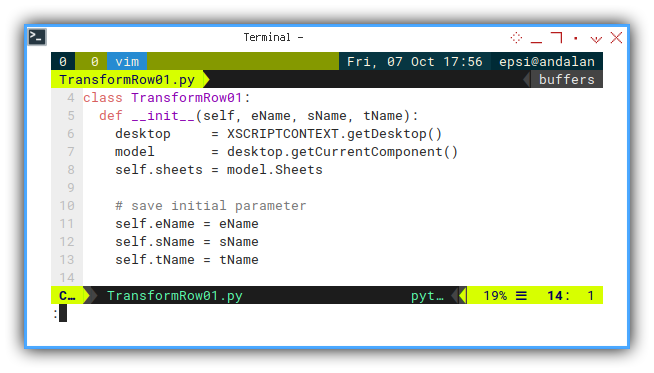 Python Macro: Vim: Class Initialization