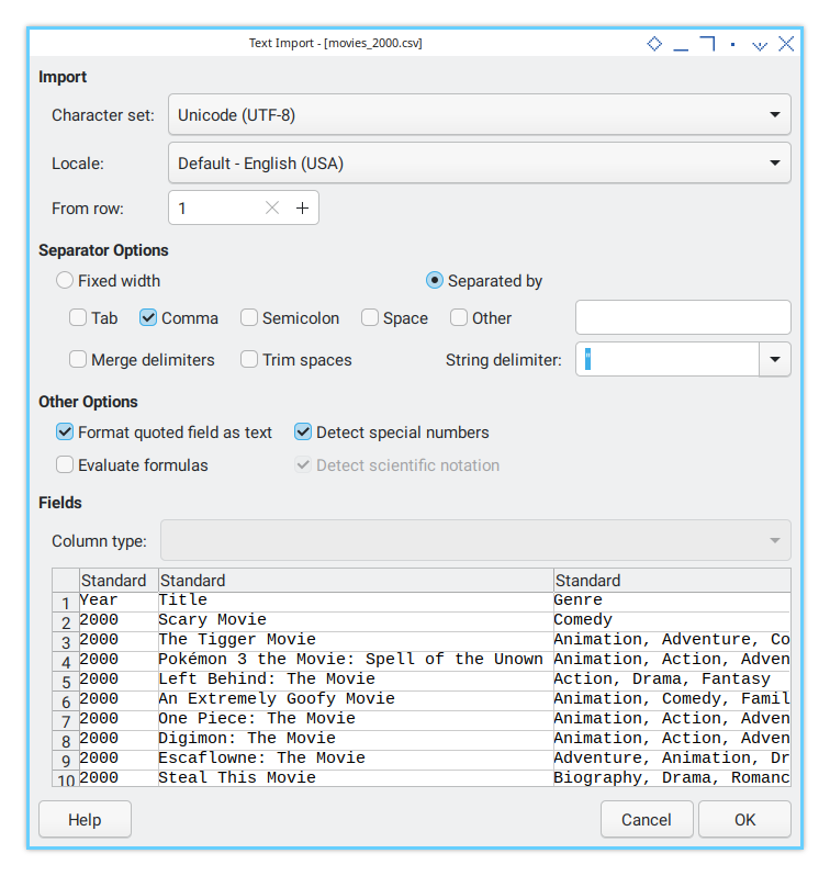 Merge CSV: Manual Loading: Dialog