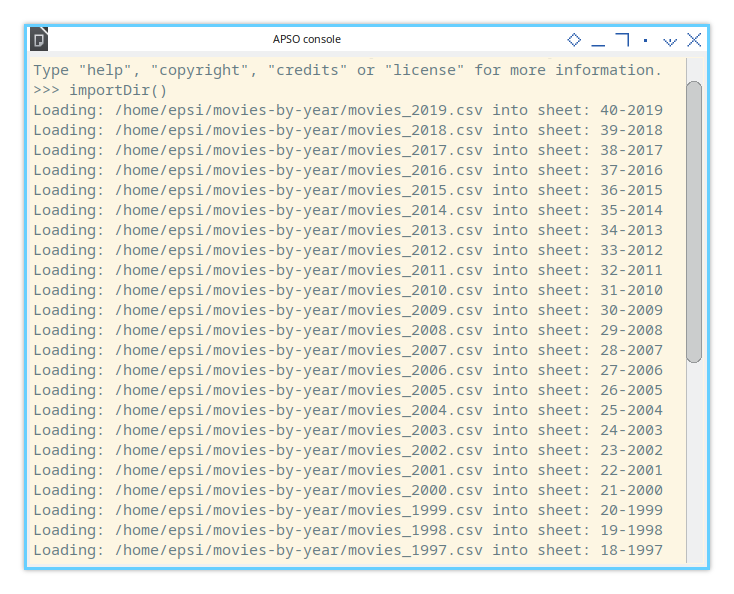 Merge CSV: Calc Macro: APSO Console