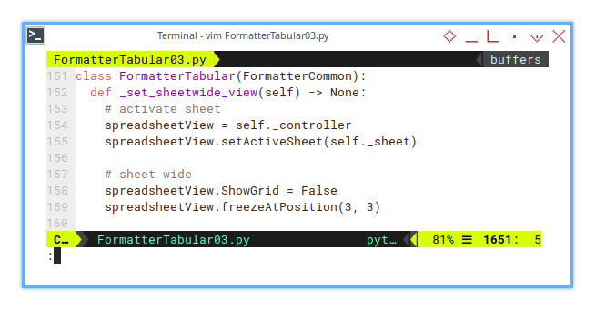 Calc Sheet: Step Three: Formatting: Sheet Wide View