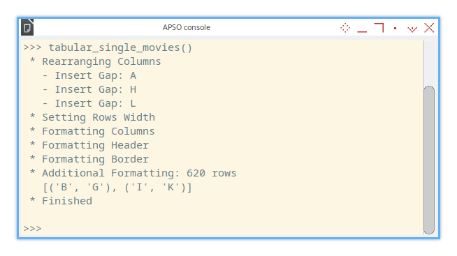 Calc Macro: Step Eight: APSO Console