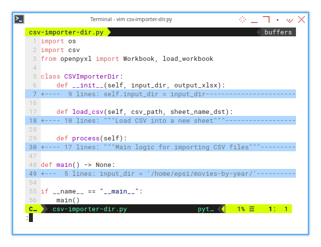 Merge CSV: openpyxl: Class Skeleton