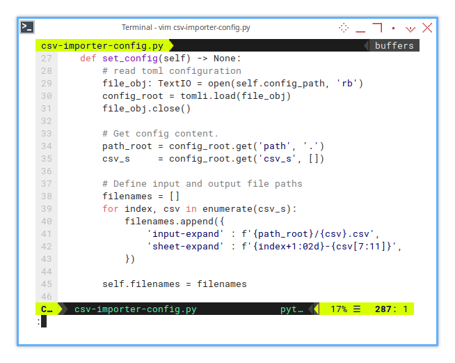 Merge CSV: openpyxl: TOML Configuration