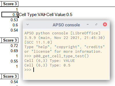 Python Macro: Output: Getting Cell Value and Type