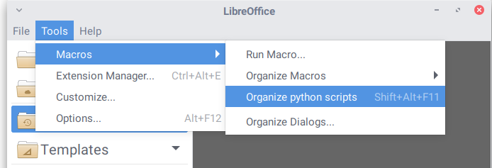 APSO: Menu: Organize python scripts