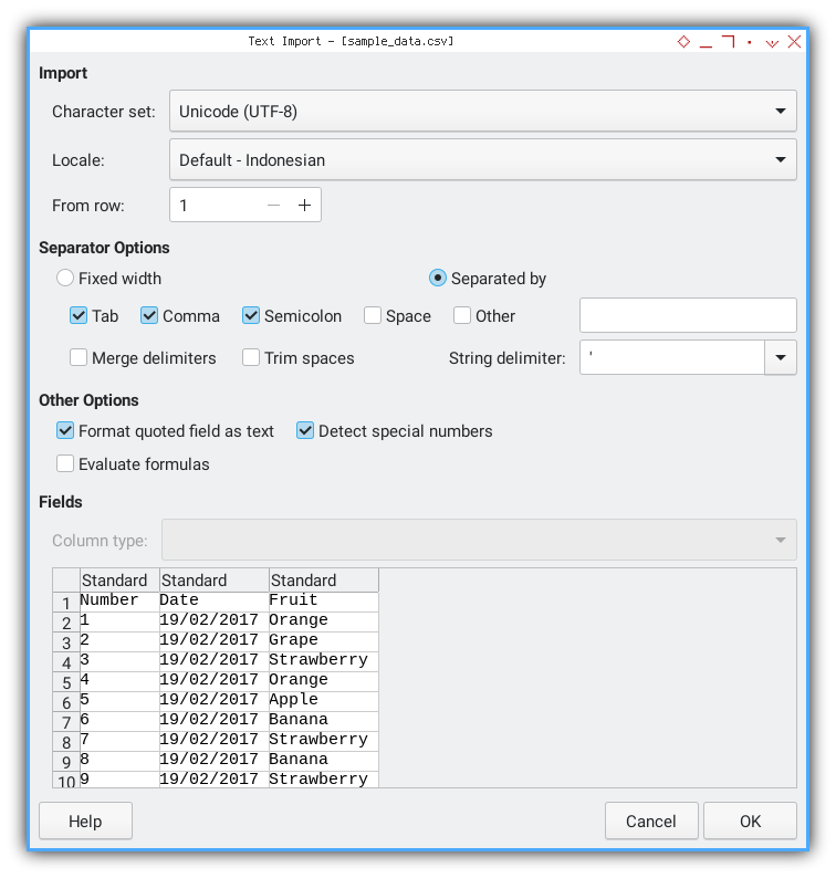 Pivot: Sample Generator: LibreOffice: Import CSV