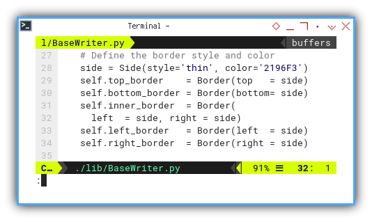 Pivot: openPyXL: Base Writer: Border