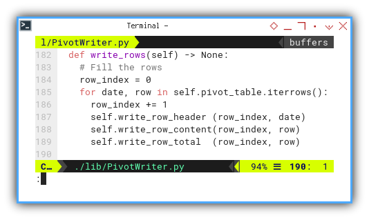 Pivot: openPyXL: Pivot Writer: Writing Rows