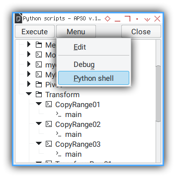 Python Macro: APSO Menu: Opening Python Terminal