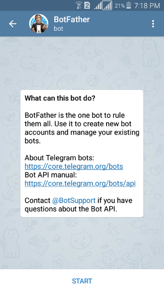 @botfather: Telegram Bot: start