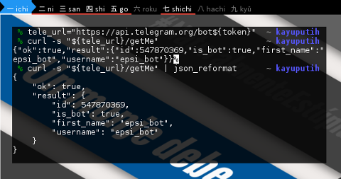BASH: Telegram Bot: getMe API with json_reformat