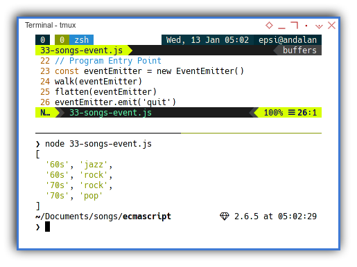 NodeJS: Concurreny with Event Emitter: Sender and Receiver