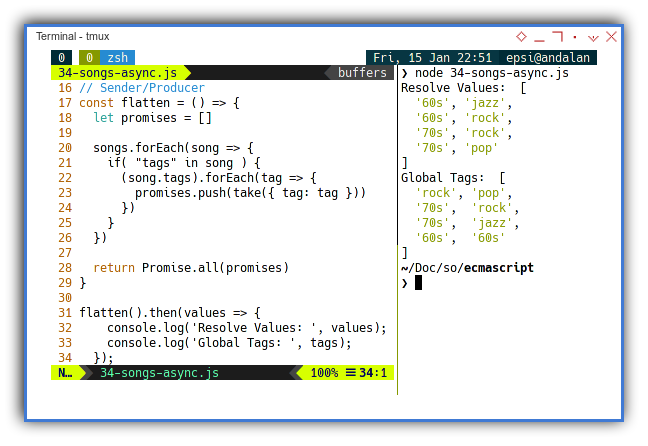 NodeJS: Concurreny with Promise: Sender