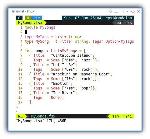 .NET F#: Song Data Structure in Separate File