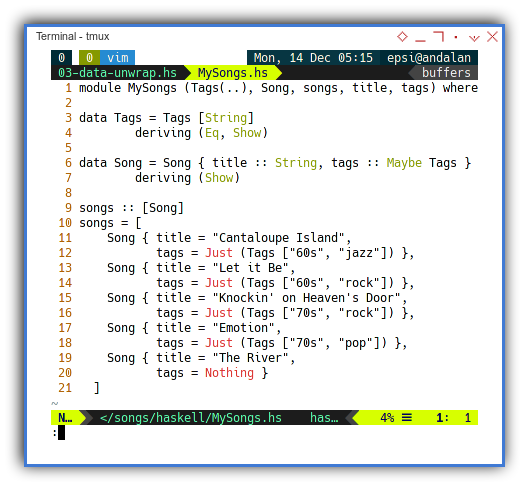 Haskell: Song Data Structure