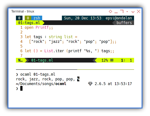 OCaml: Simple List of Tags