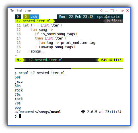 OCaml: Imperative using Nested Iterator