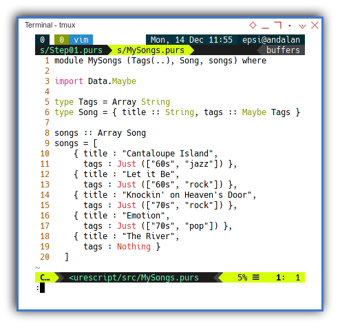 Purescript: Song Data Structure