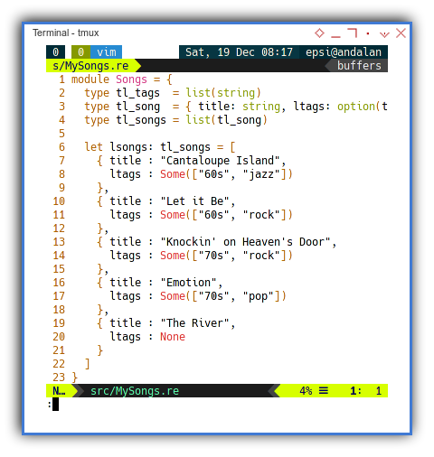 ReasonML: Song Data Structure in Module