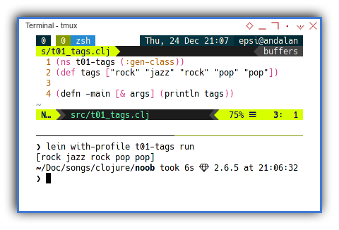 Clojure: Simple Vector of Tags