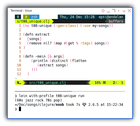 Clojure: Flatten and Unique (Distinct)