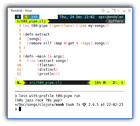 Clojure: Pipe using Thread Last Operator