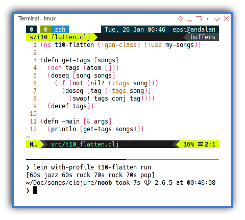 Clojure: Imperative Flatten Using Atom