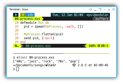 Elixir: Concurreny with Process: Sender and Receiver