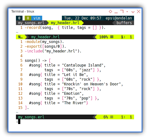 Erlang: The Song Header and Module