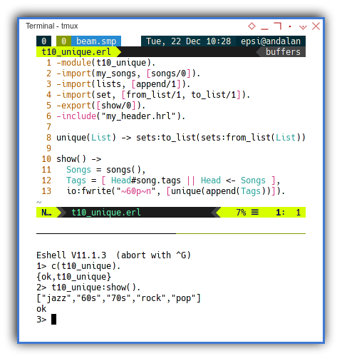 Erlang: Flatten and Unique (Distinct)