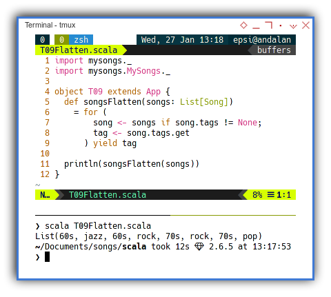 Scala: Imperative Flatten Using Yield