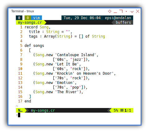 Crystal: The Songs Module Containing Method