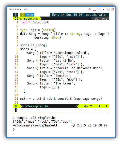 Haskell: Simpler Songs Record